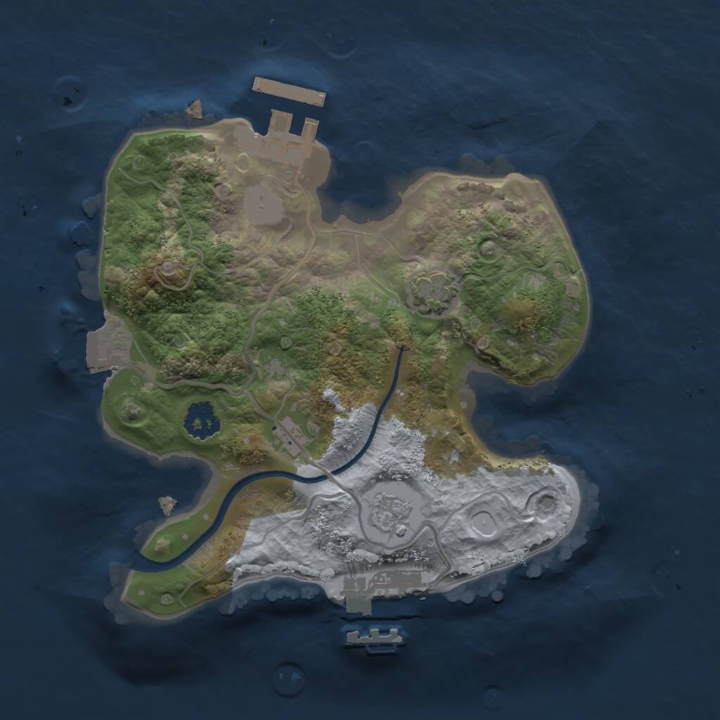 Rust Map: Procedural Map, Size: 2000, Seed: 1198470935, 5 Monuments