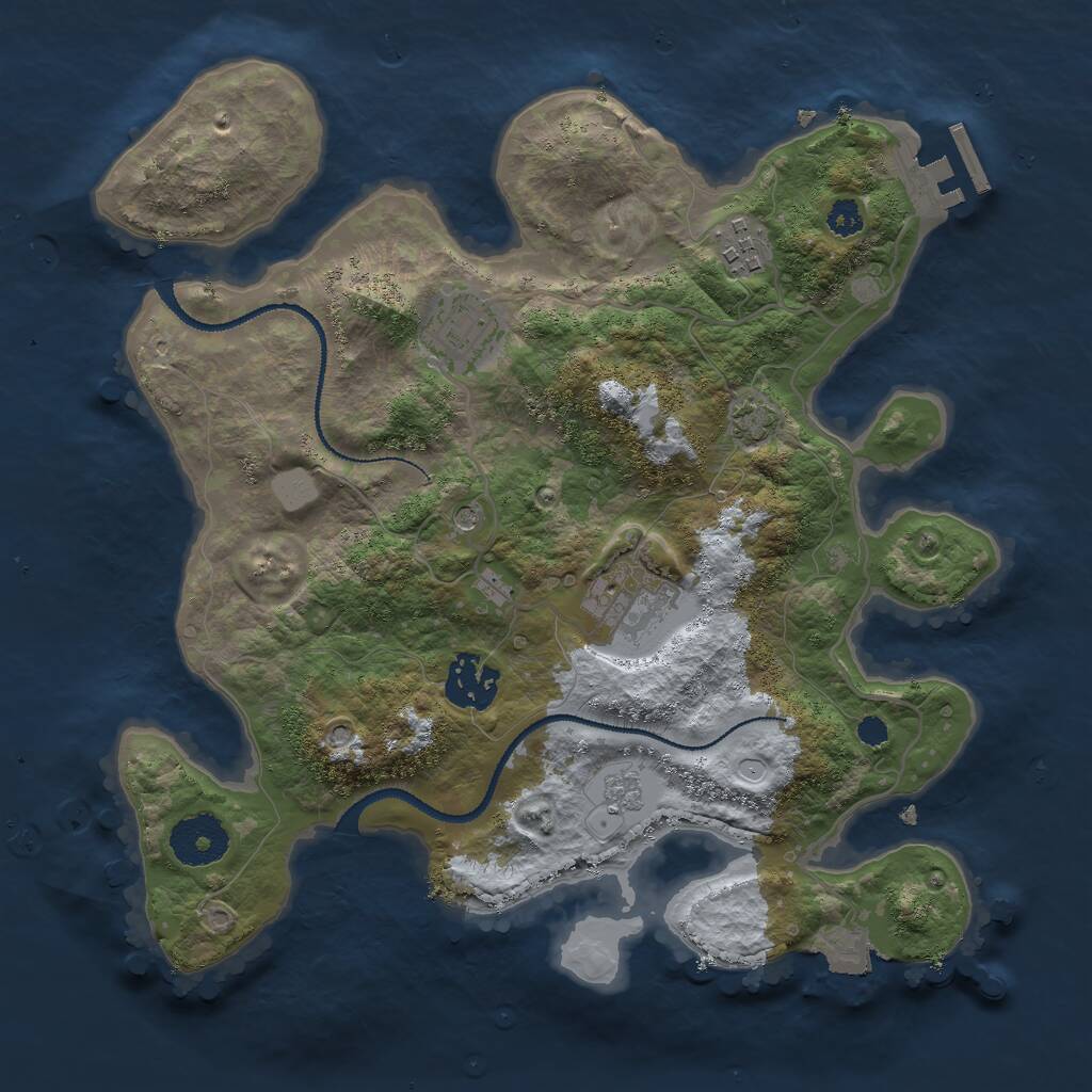 Rust Map: Procedural Map, Size: 3000, Seed: 134059292, 9 Monuments