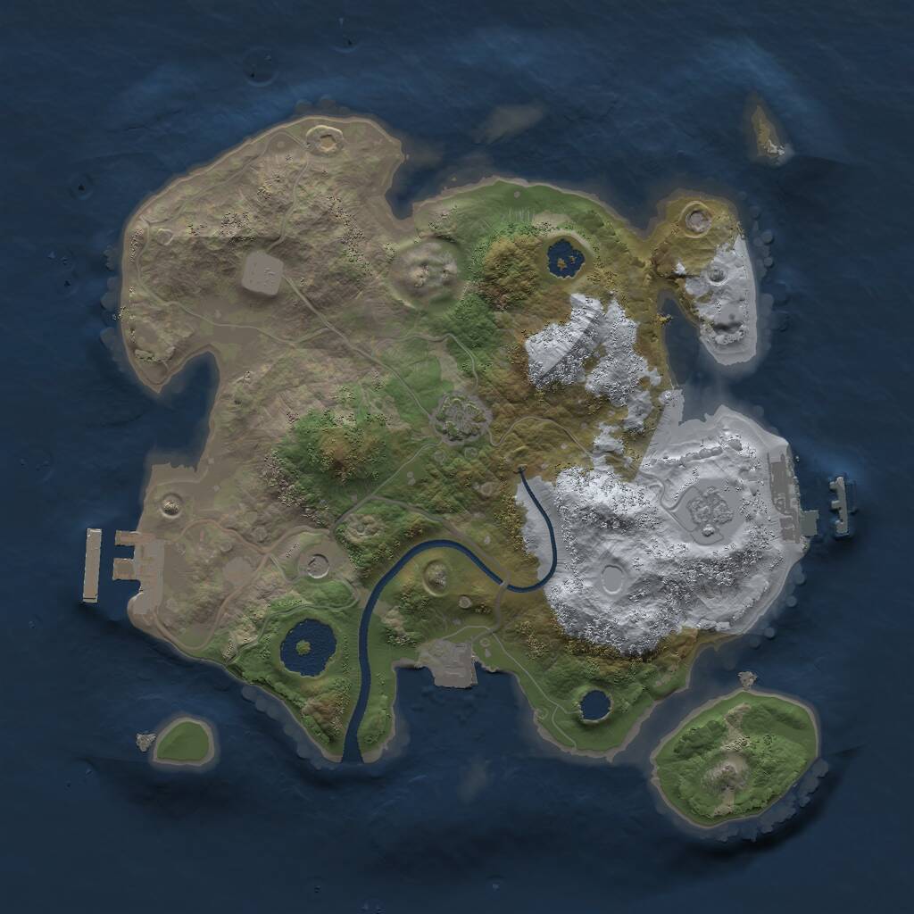 Rust Map: Procedural Map, Size: 2500, Seed: 53000, 6 Monuments