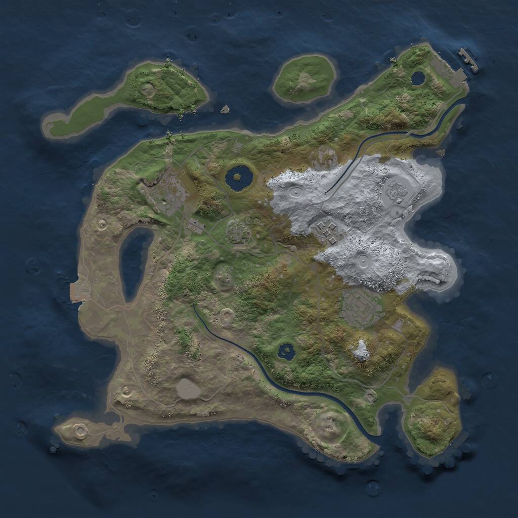 Rust Map: Procedural Map, Size: 3000, Seed: 1073918226, 7 Monuments