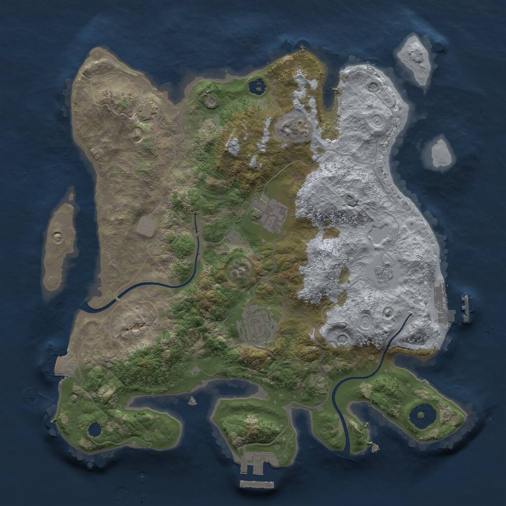 Rust Map: Procedural Map, Size: 3000, Seed: 9568127, 8 Monuments