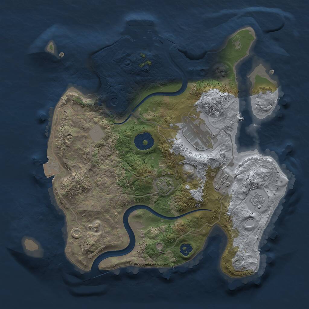 Rust Map: Procedural Map, Size: 2500, Seed: 3057, 9 Monuments