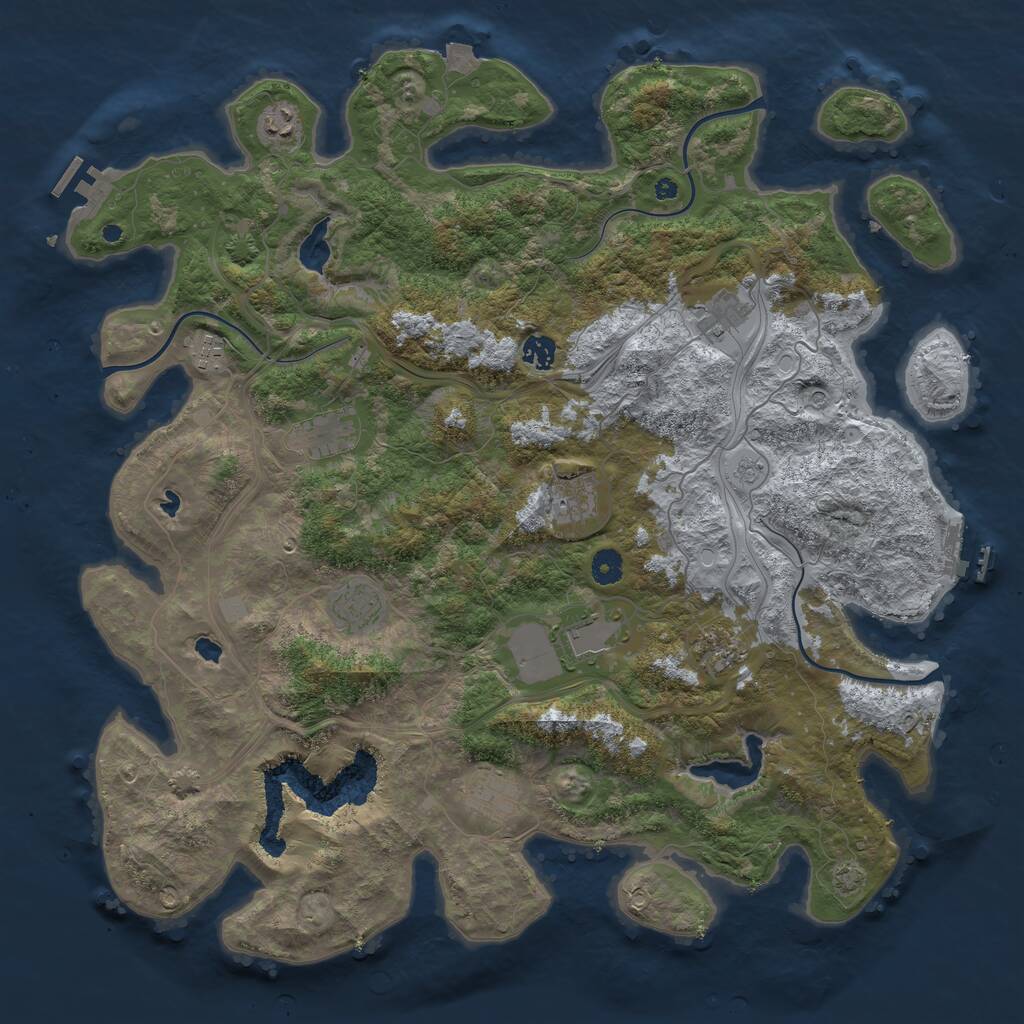 Rust Map: Procedural Map, Size: 4500, Seed: 165846, 16 Monuments