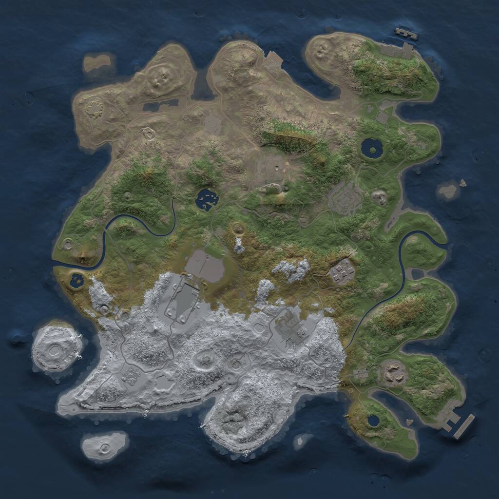 Rust Map: Procedural Map, Size: 3500, Seed: 207059345, 13 Monuments