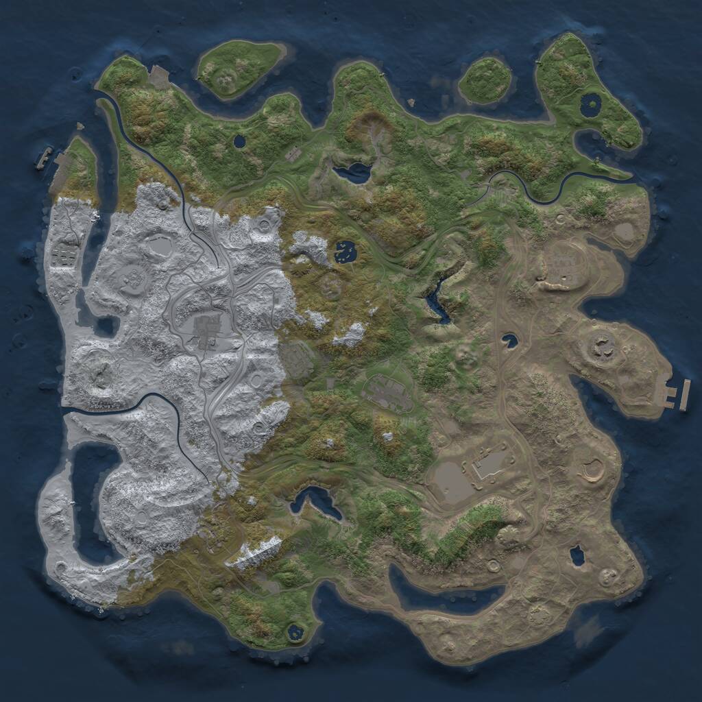 Rust Map: Procedural Map, Size: 4500, Seed: 756632467, 16 Monuments