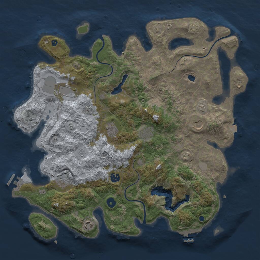 Rust Map: Procedural Map, Size: 4100, Seed: 50001, 14 Monuments