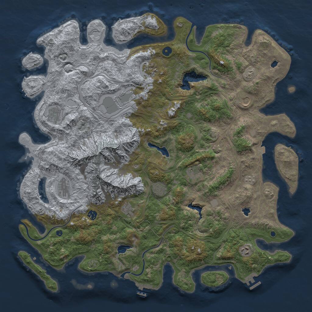 Rust Map: Procedural Map, Size: 5000, Seed: 43776, 17 Monuments