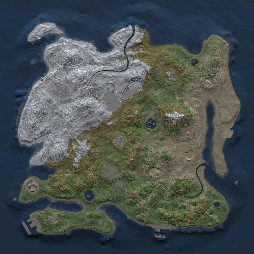 Rust Map: Procedural Map, Size: 3600, Seed: 1109, 14 Monuments