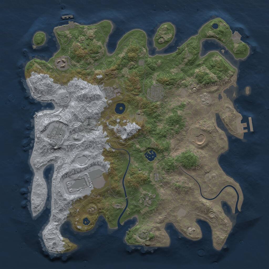 Rust Map: Procedural Map, Size: 3750, Seed: 1051278649, 15 Monuments