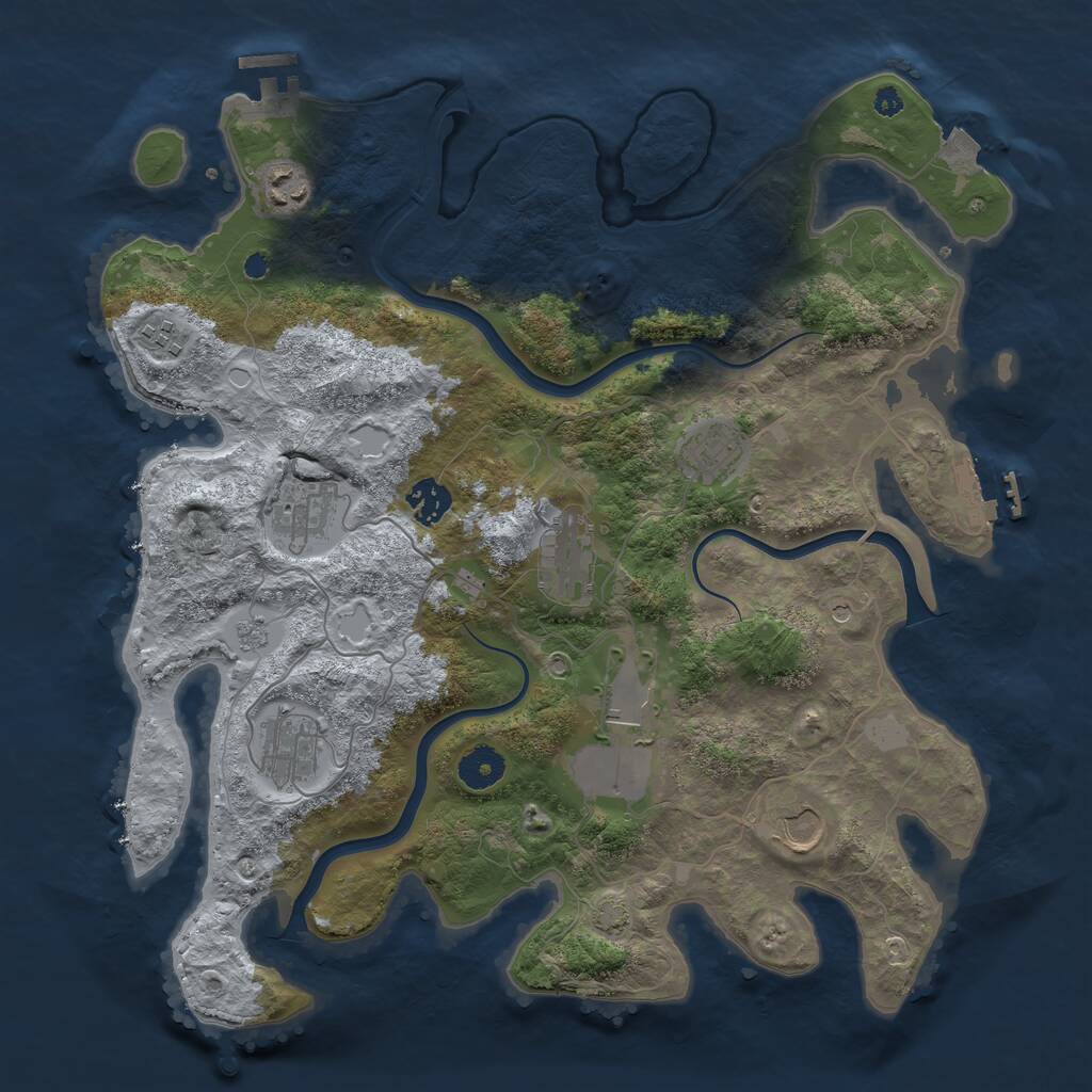 Rust Map: Procedural Map, Size: 3750, Seed: 1051278649, 15 Monuments