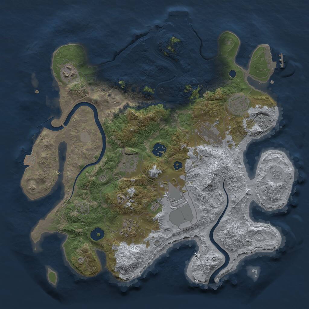 Rust Map: Procedural Map, Size: 3500, Seed: 279814314, 16 Monuments