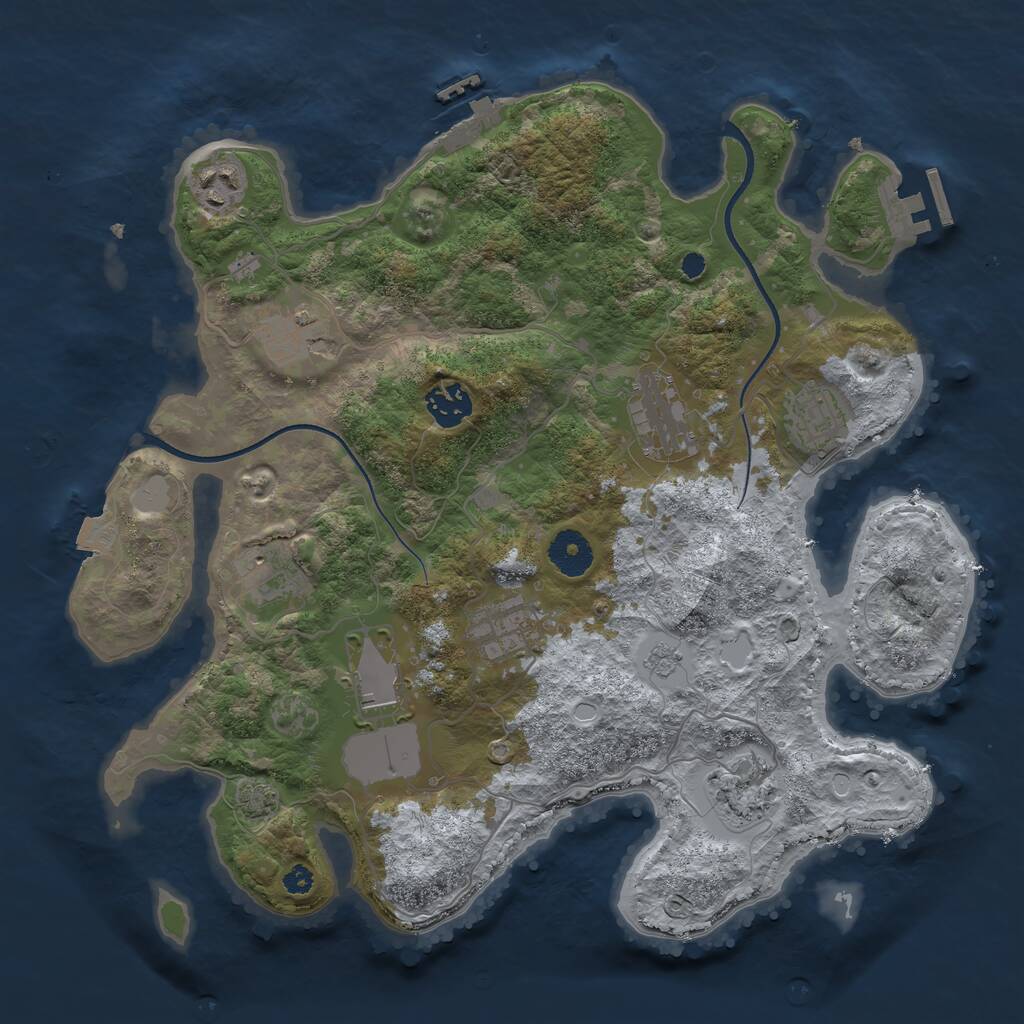 Rust Map: Procedural Map, Size: 3500, Seed: 279814314, 14 Monuments