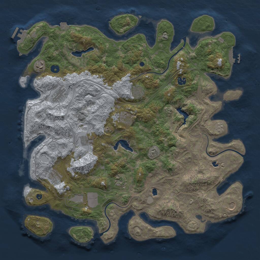 Rust Map: Procedural Map, Size: 4500, Seed: 1290, 17 Monuments