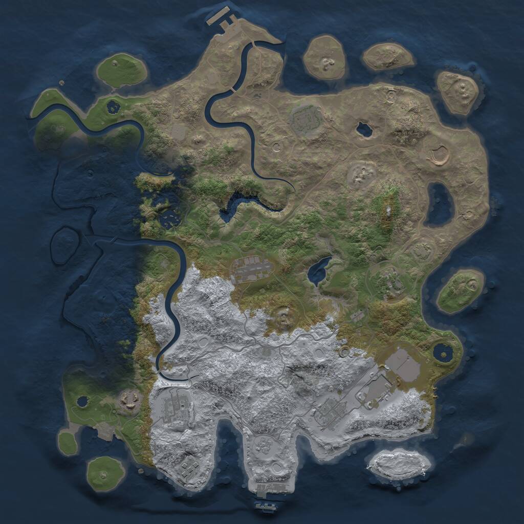 Rust Map: Procedural Map, Size: 4000, Seed: 1949621963, 18 Monuments