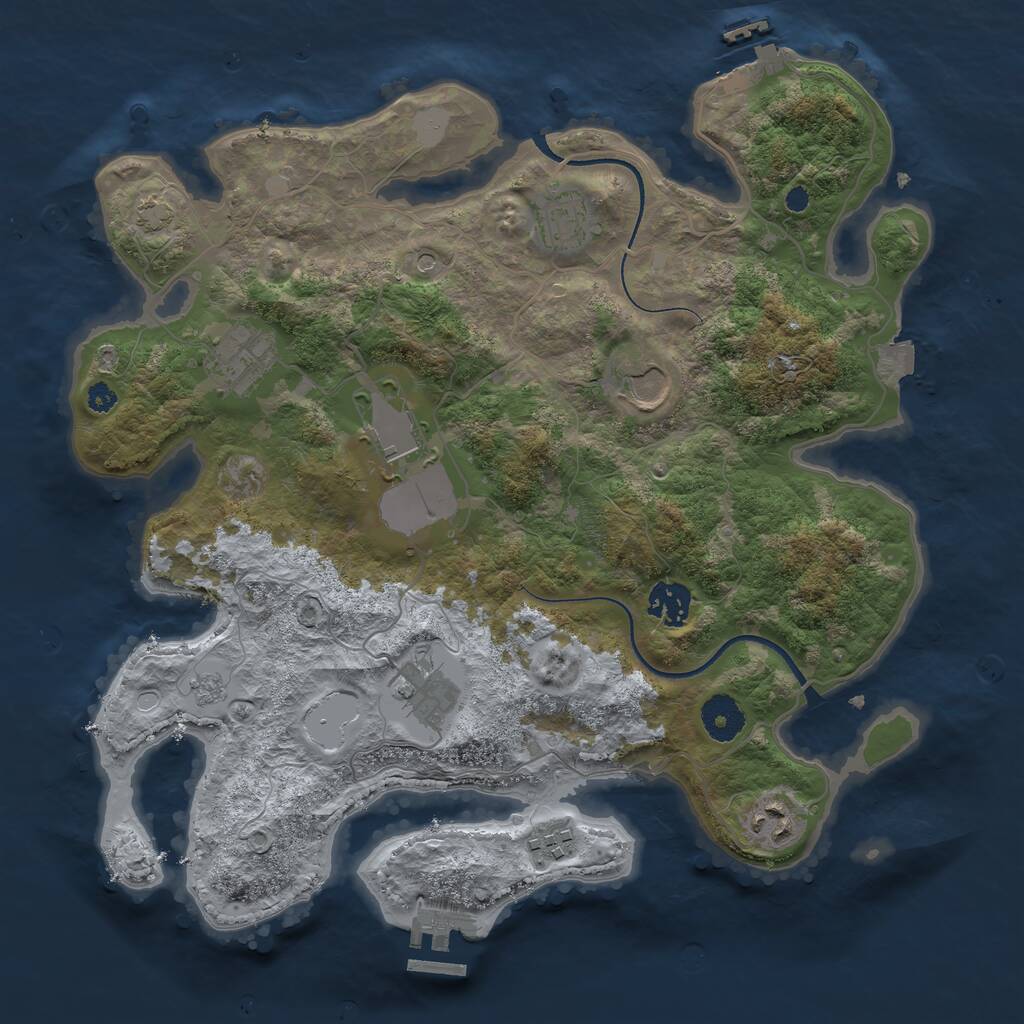 Rust Map: Procedural Map, Size: 3500, Seed: 442301724, 14 Monuments