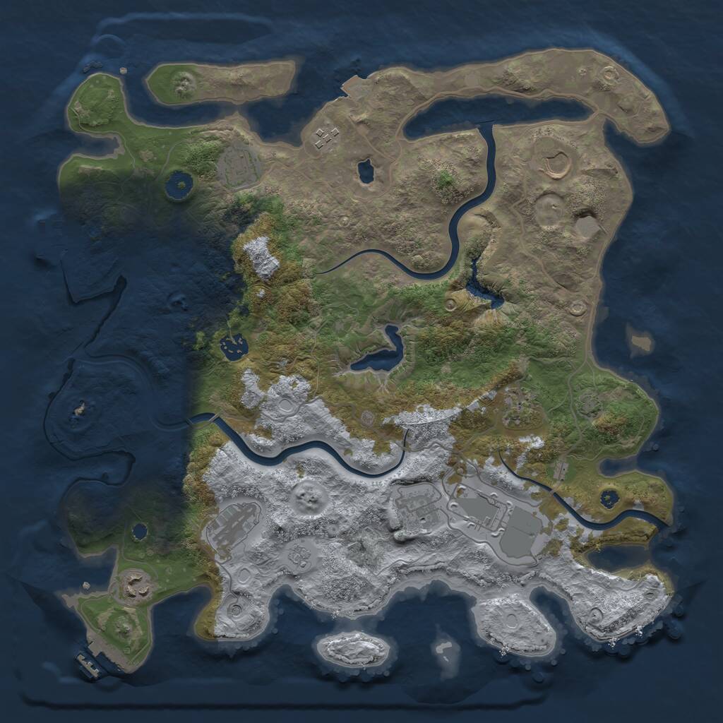 Rust Map: Procedural Map, Size: 4000, Seed: 181422386, 17 Monuments