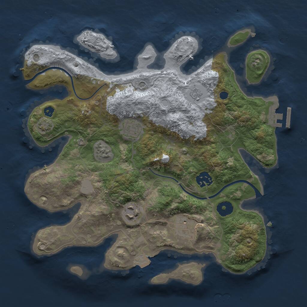 Rust Map: Procedural Map, Size: 3000, Seed: 97558, 9 Monuments