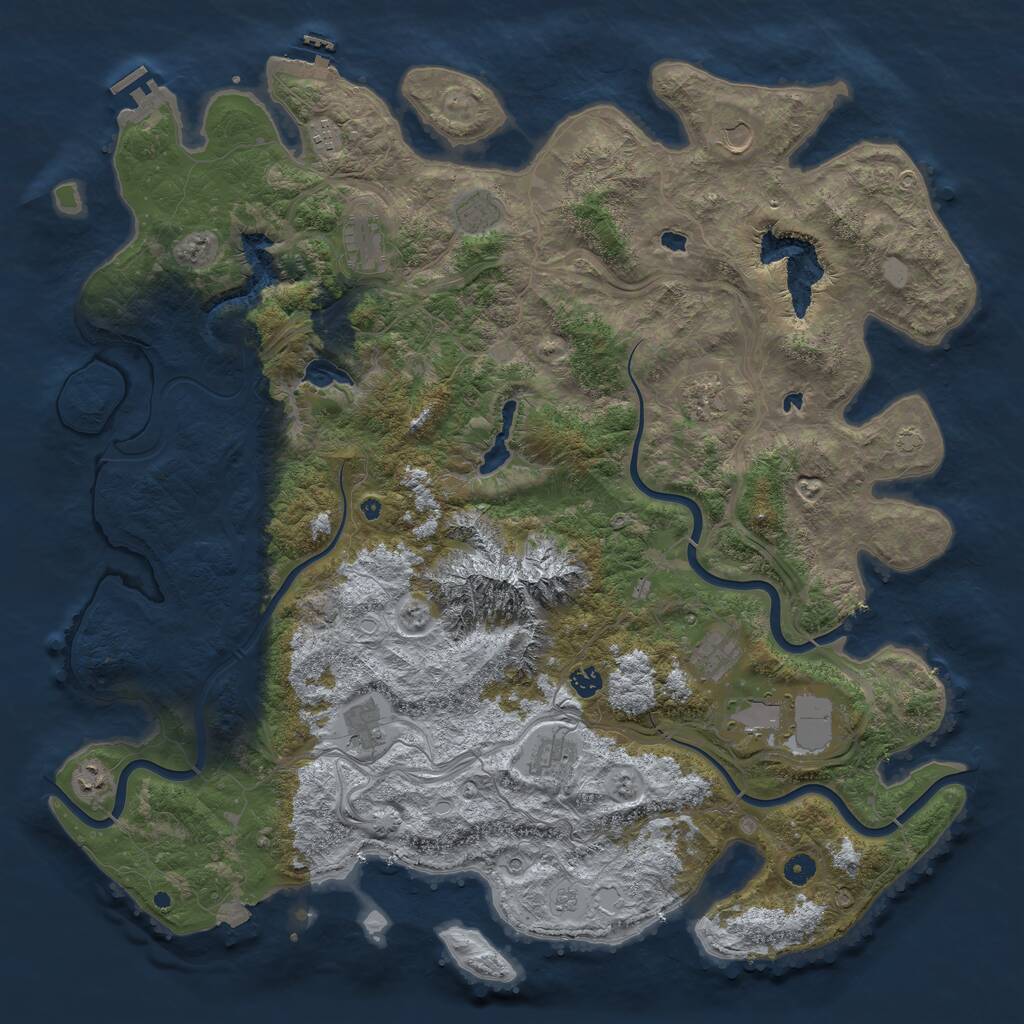 Rust Map: Procedural Map, Size: 5000, Seed: 1595640785, 17 Monuments