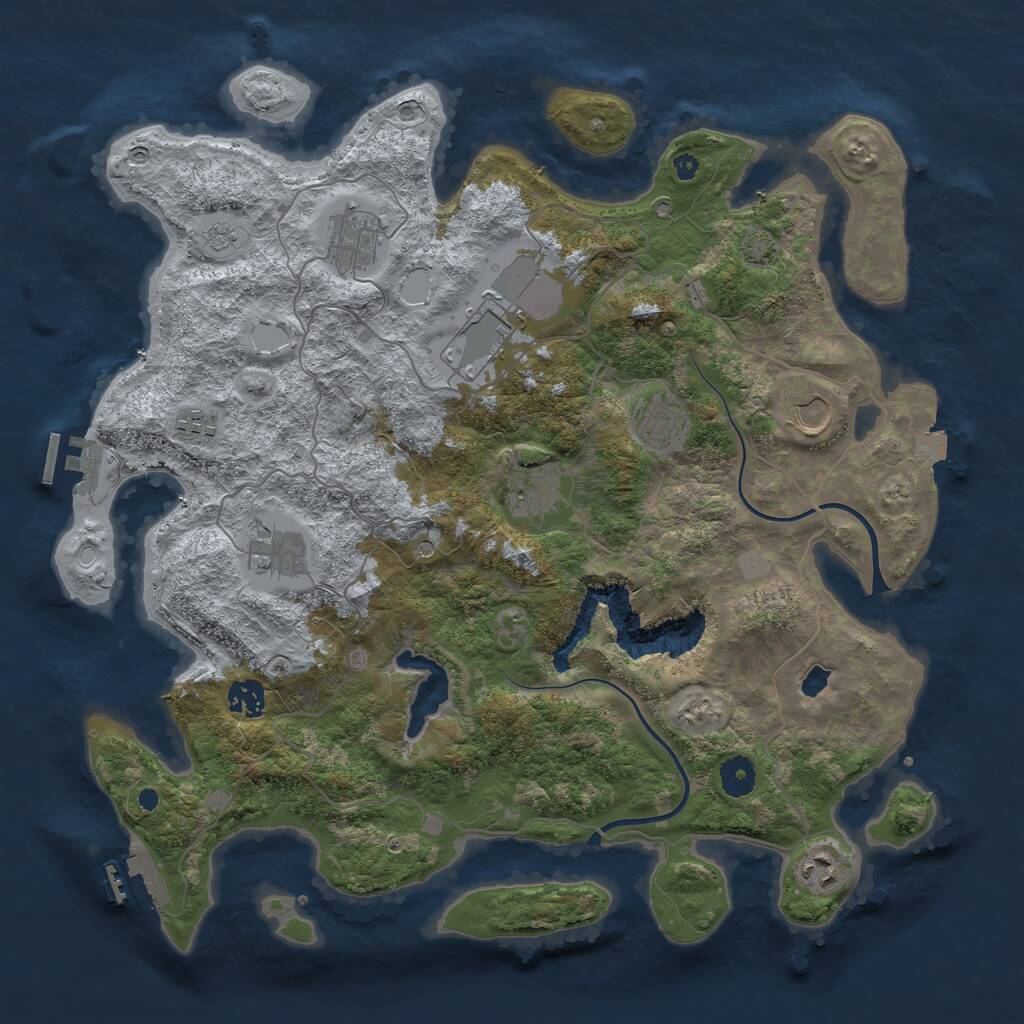 Rust Map: Procedural Map, Size: 4000, Seed: 1338301429, 15 Monuments