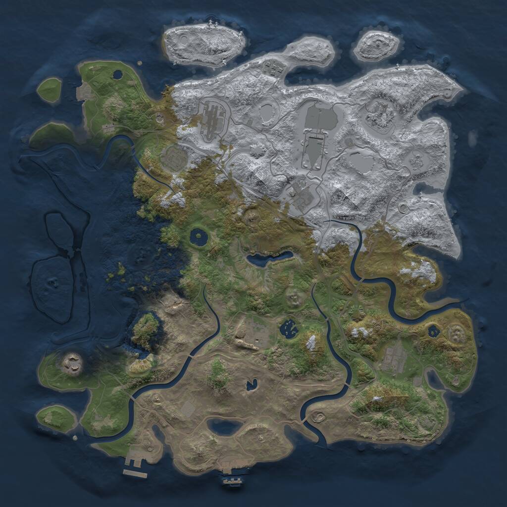 Rust Map: Procedural Map, Size: 4250, Seed: 2044825831, 16 Monuments