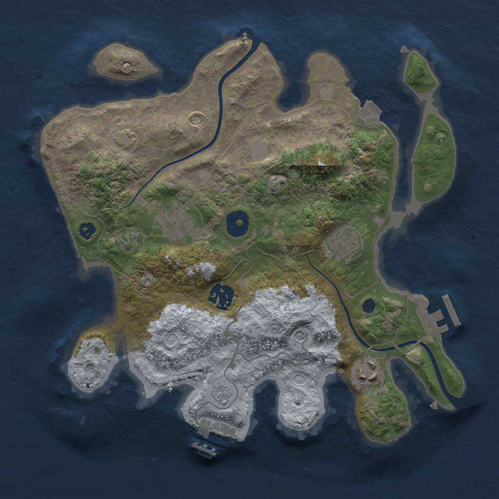 Rust Map: Procedural Map, Size: 3000, Seed: 32154, 10 Monuments