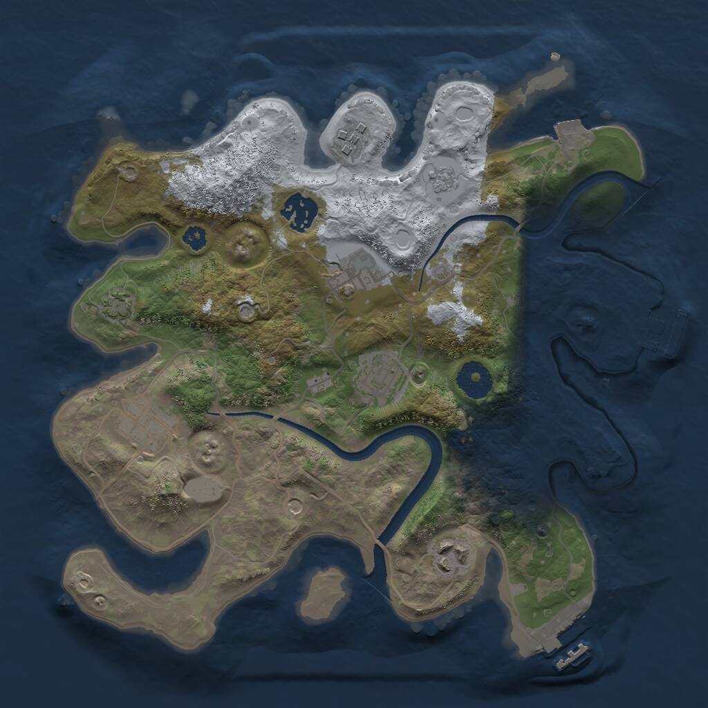 Rust Map: Procedural Map, Size: 3000, Seed: 2128773241, 12 Monuments