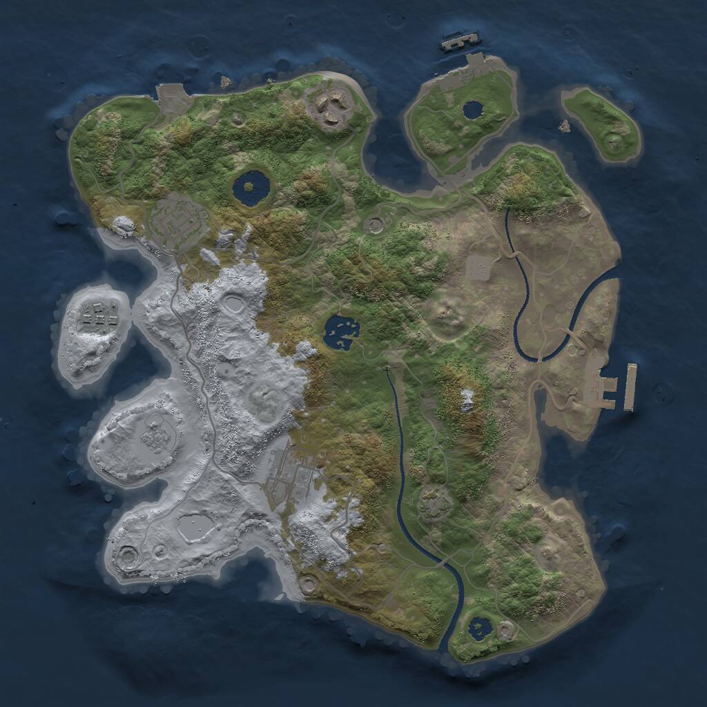 Rust Map: Procedural Map, Size: 3000, Seed: 25149, 11 Monuments