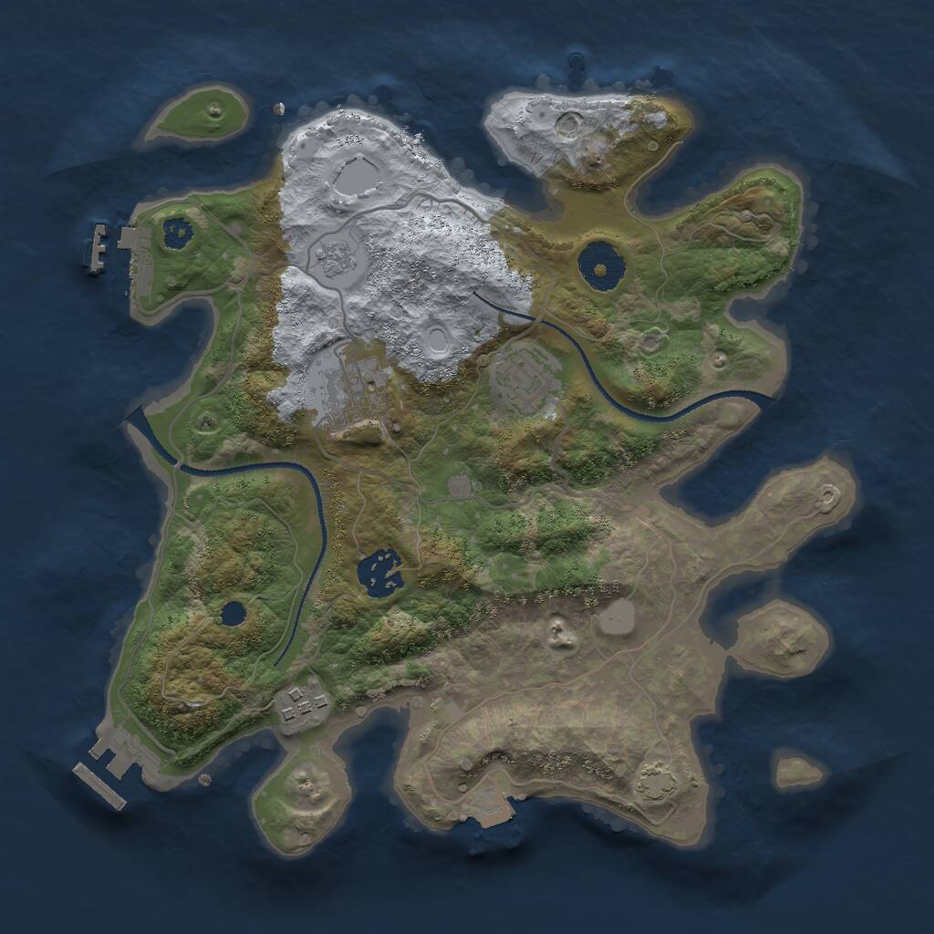 Rust Map: Procedural Map, Size: 3000, Seed: 347460747, 9 Monuments