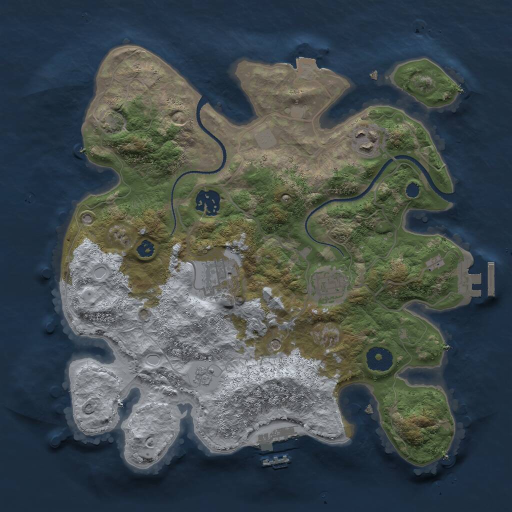 Rust Map: Procedural Map, Size: 3000, Seed: 318618761, 10 Monuments