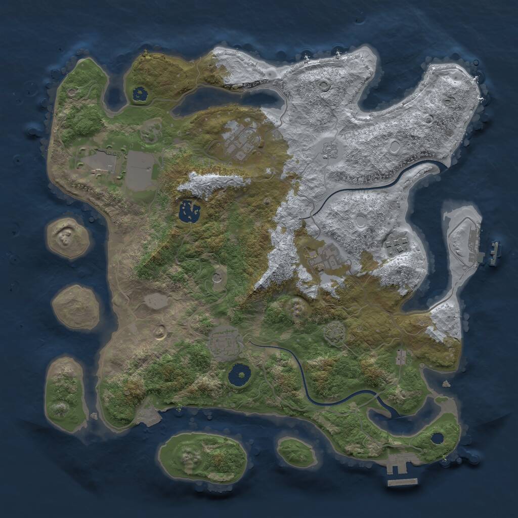 Rust Map: Procedural Map, Size: 3500, Seed: 6741, 12 Monuments