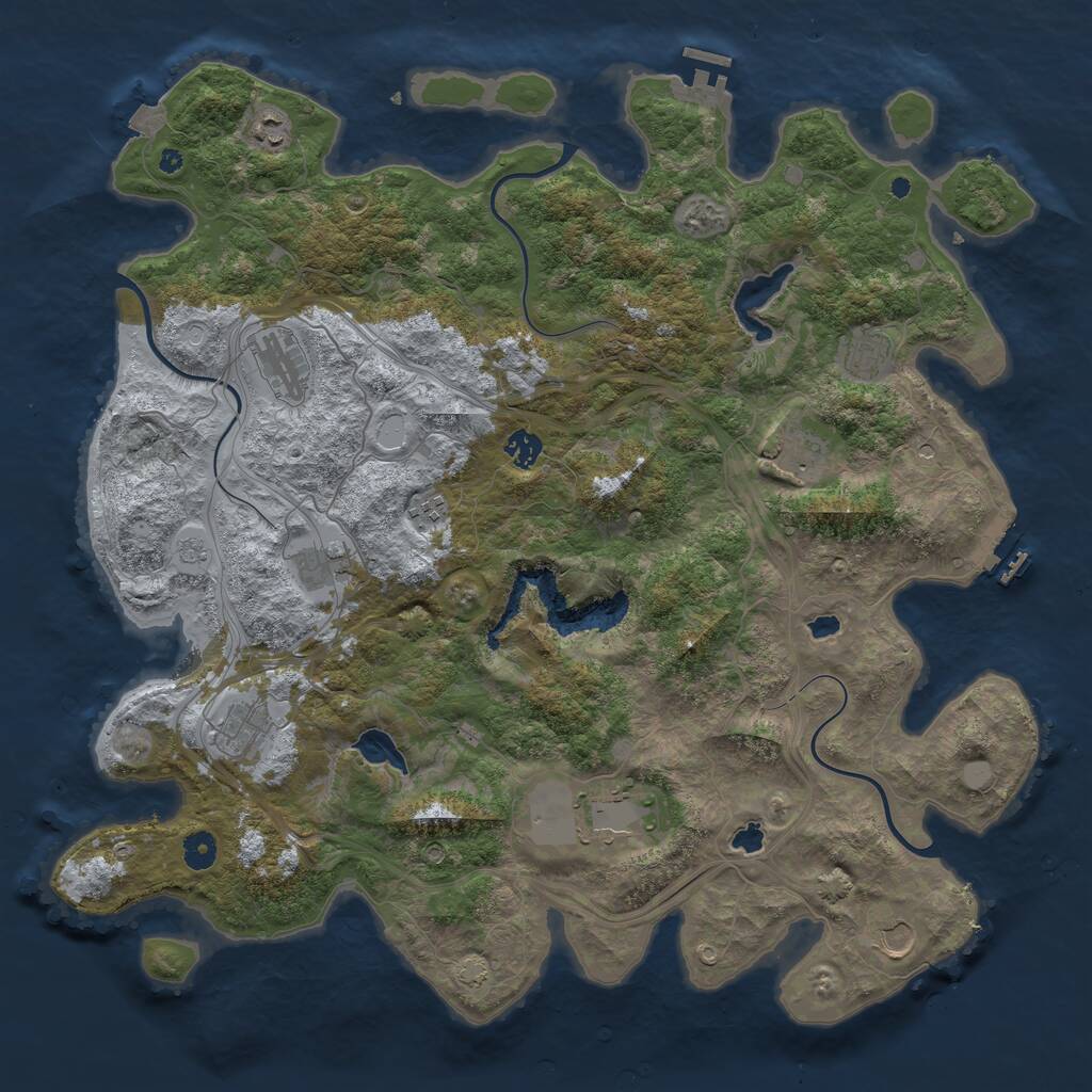 Rust Map: Procedural Map, Size: 4500, Seed: 875466817, 16 Monuments