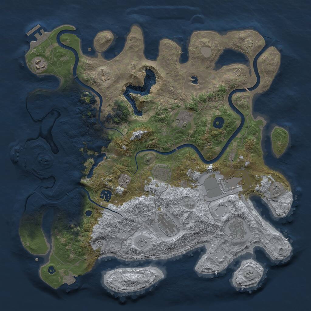 Rust Map: Procedural Map, Size: 4000, Seed: 687690974, 14 Monuments