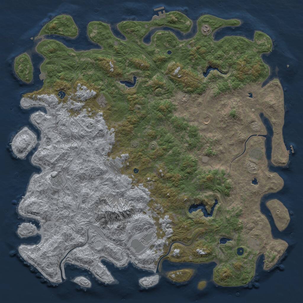 Rust Map: Procedural Map, Size: 6000, Seed: 614214536, 17 Monuments