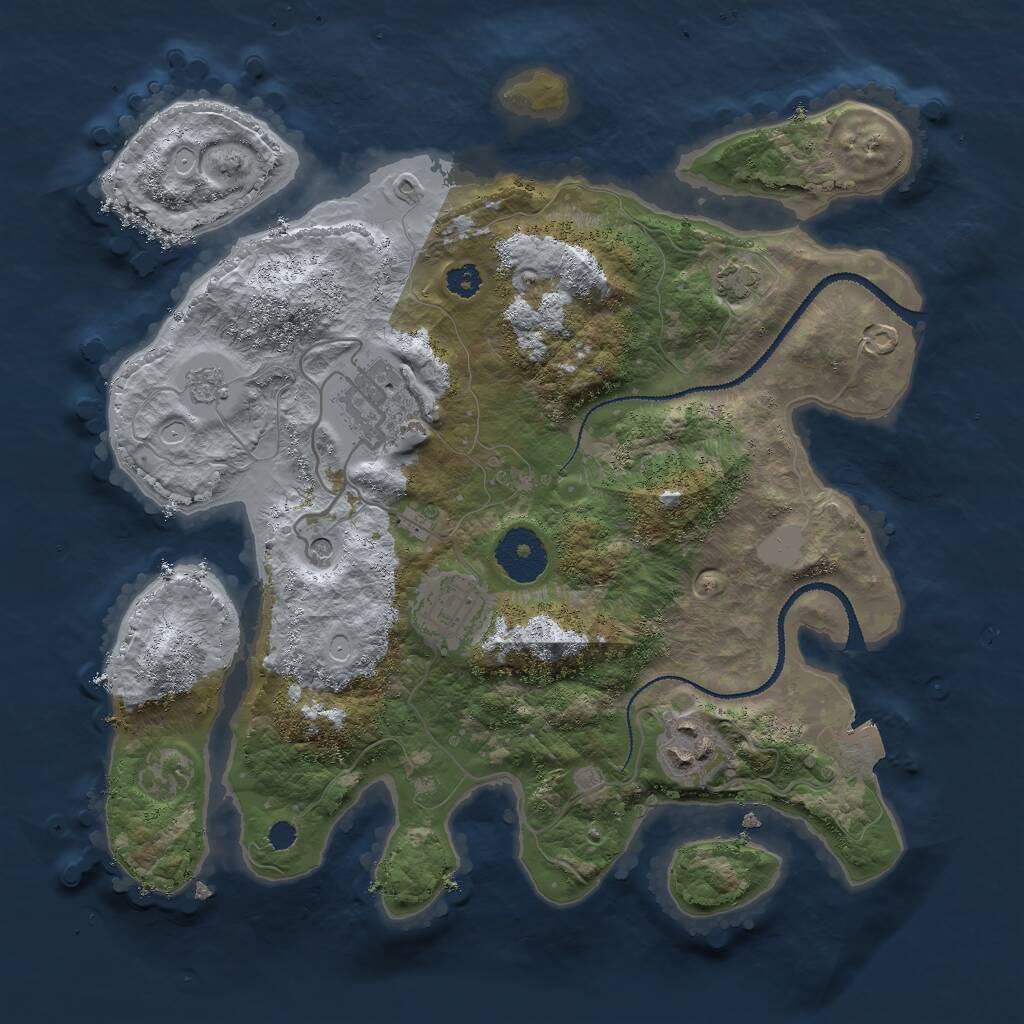 Rust Map: Procedural Map, Size: 3000, Seed: 416824921, 7 Monuments