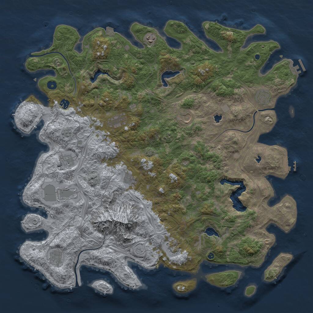 Rust Map: Procedural Map, Size: 5000, Seed: 614214536, 17 Monuments