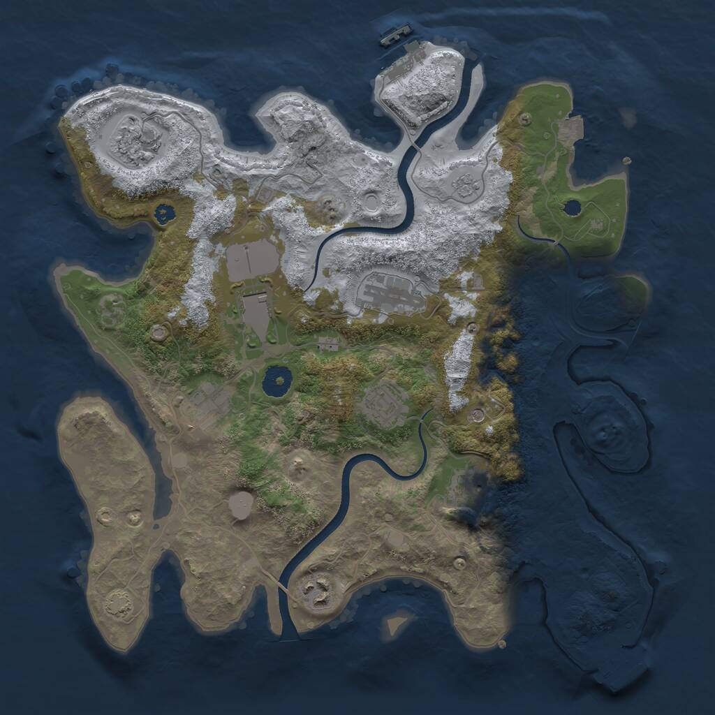 Rust Map: Procedural Map, Size: 3500, Seed: 1030628842, 13 Monuments