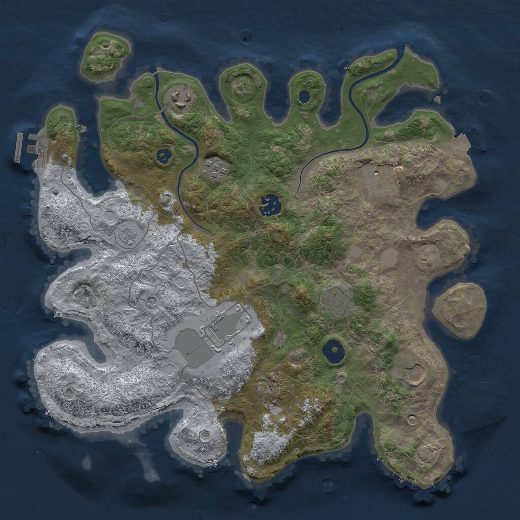 Rust Map: Procedural Map, Size: 3500, Seed: 1817318452, 13 Monuments