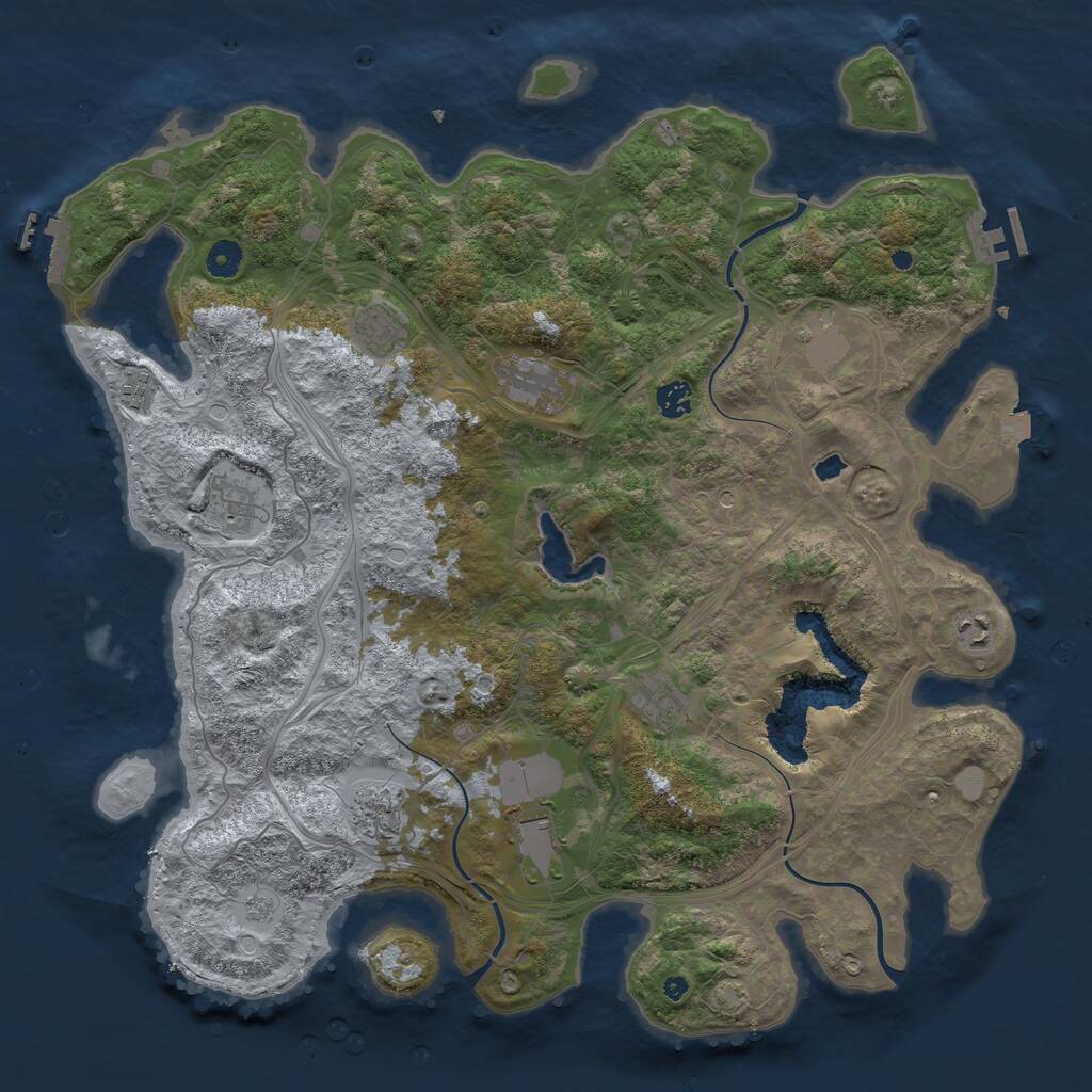 Rust Map: Procedural Map, Size: 4450, Seed: 100, 16 Monuments