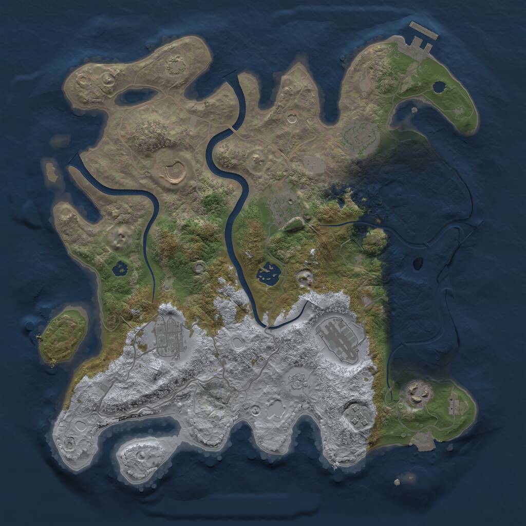 Rust Map: Procedural Map, Size: 3500, Seed: 5457721, 13 Monuments