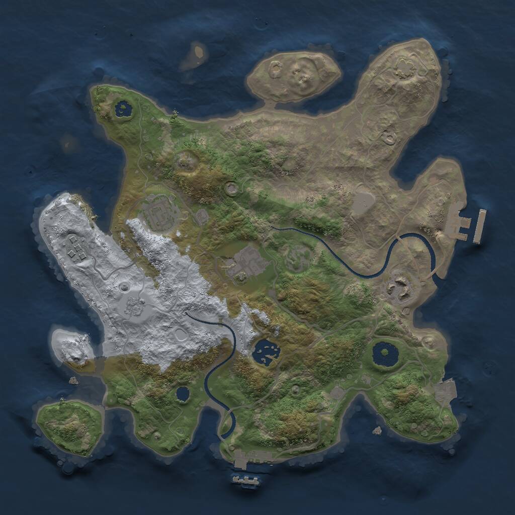 Rust Map: Procedural Map, Size: 3000, Seed: 242794922, 10 Monuments