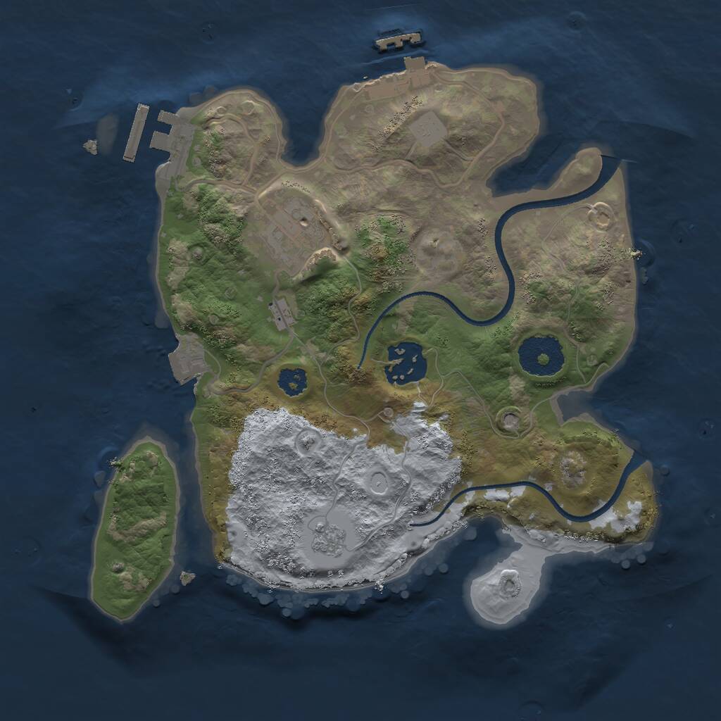 Rust Map: Procedural Map, Size: 2500, Seed: 9764111, 6 Monuments