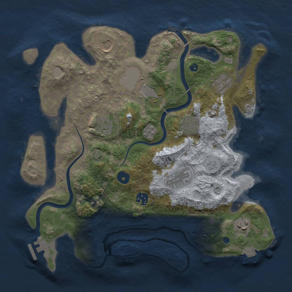 Rust Map: Procedural Map, Size: 3500, Seed: 1351395253, 14 Monuments
