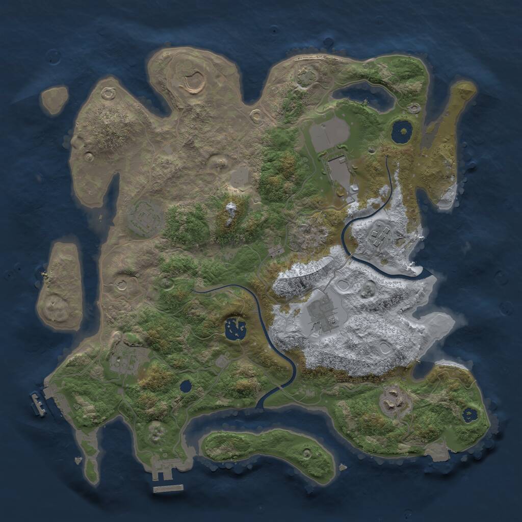 Rust Map: Procedural Map, Size: 3500, Seed: 1351395253, 13 Monuments