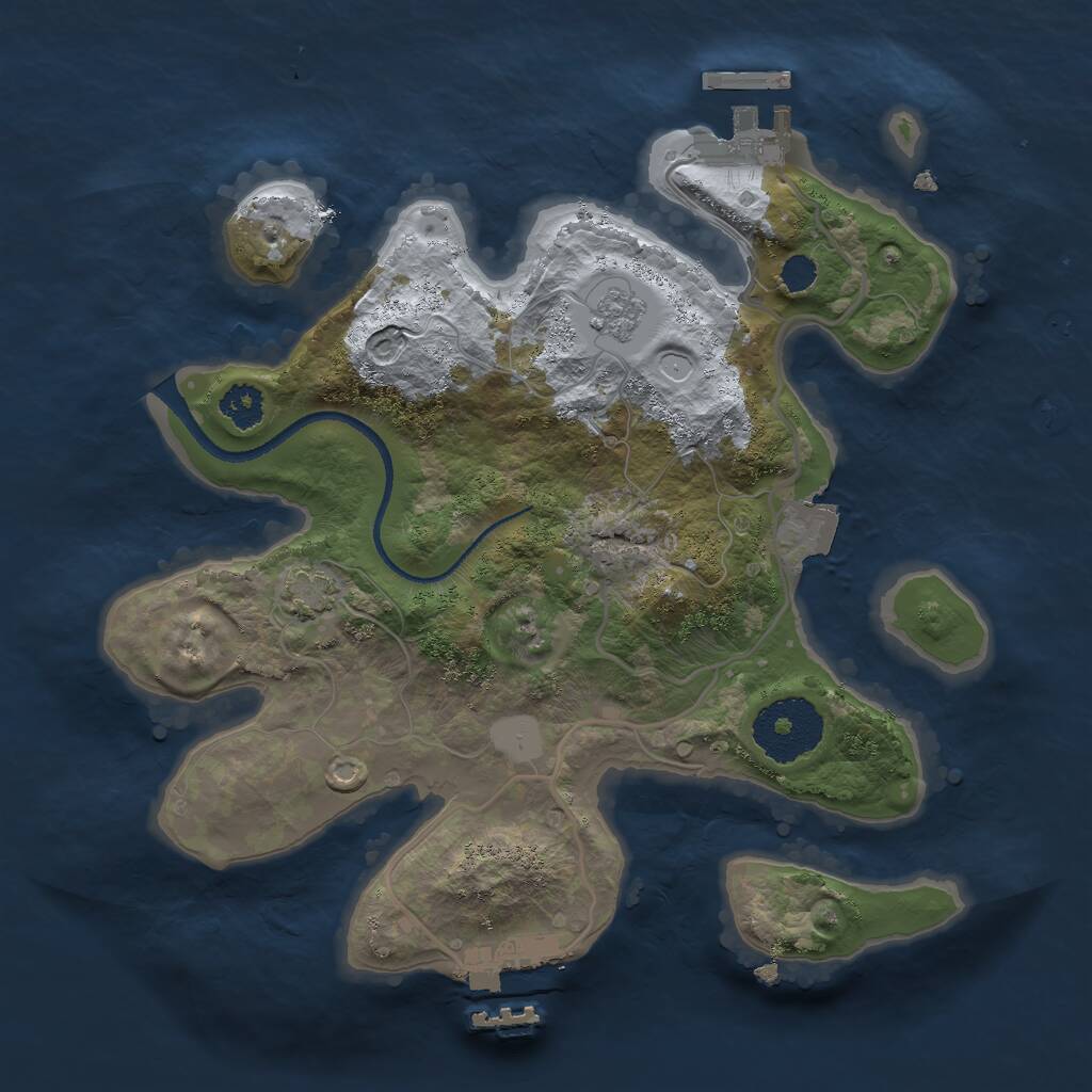 Rust Map: Procedural Map, Size: 2500, Seed: 887742, 5 Monuments