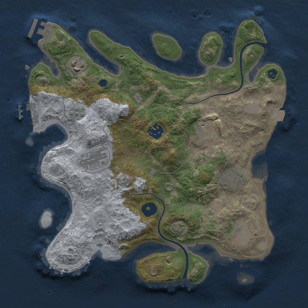 Rust Map: Procedural Map, Size: 3200, Seed: 742384, 12 Monuments