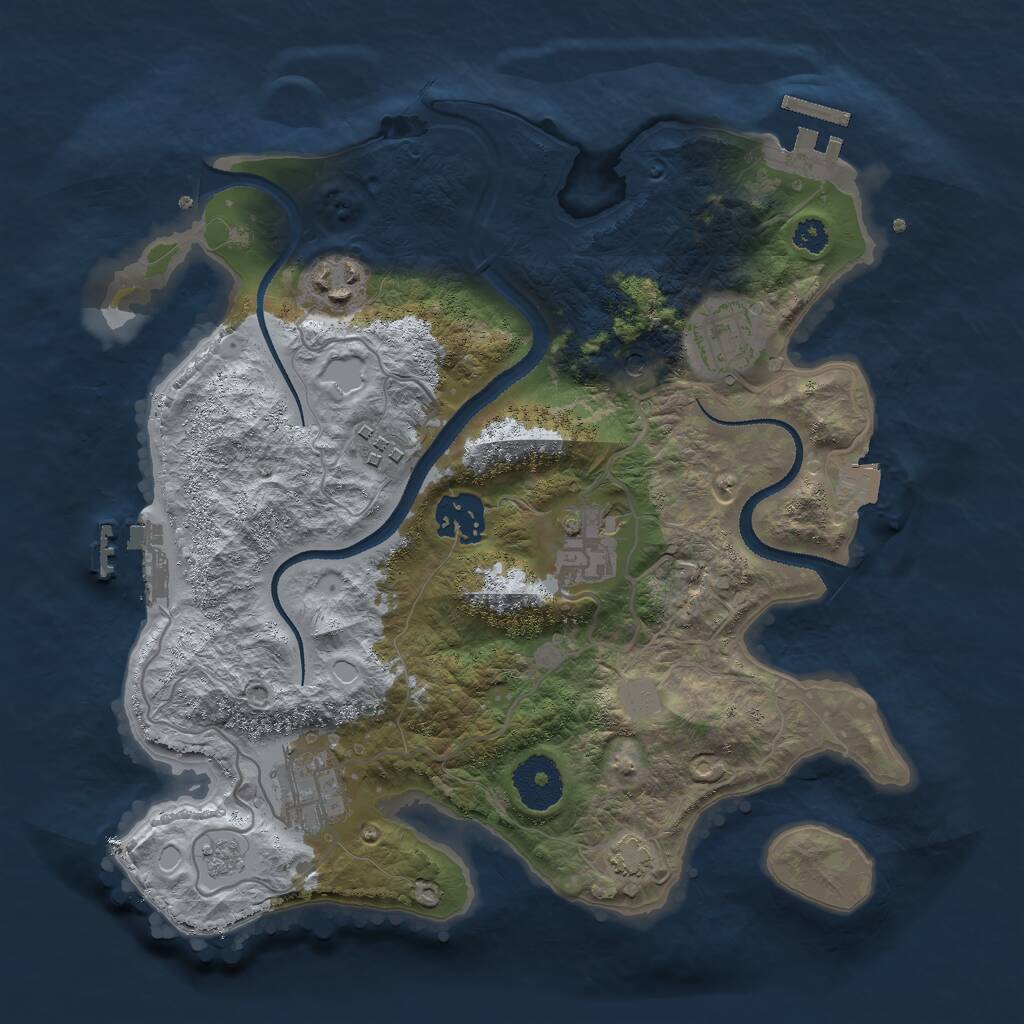Rust Map: Procedural Map, Size: 3000, Seed: 2026884722, 14 Monuments