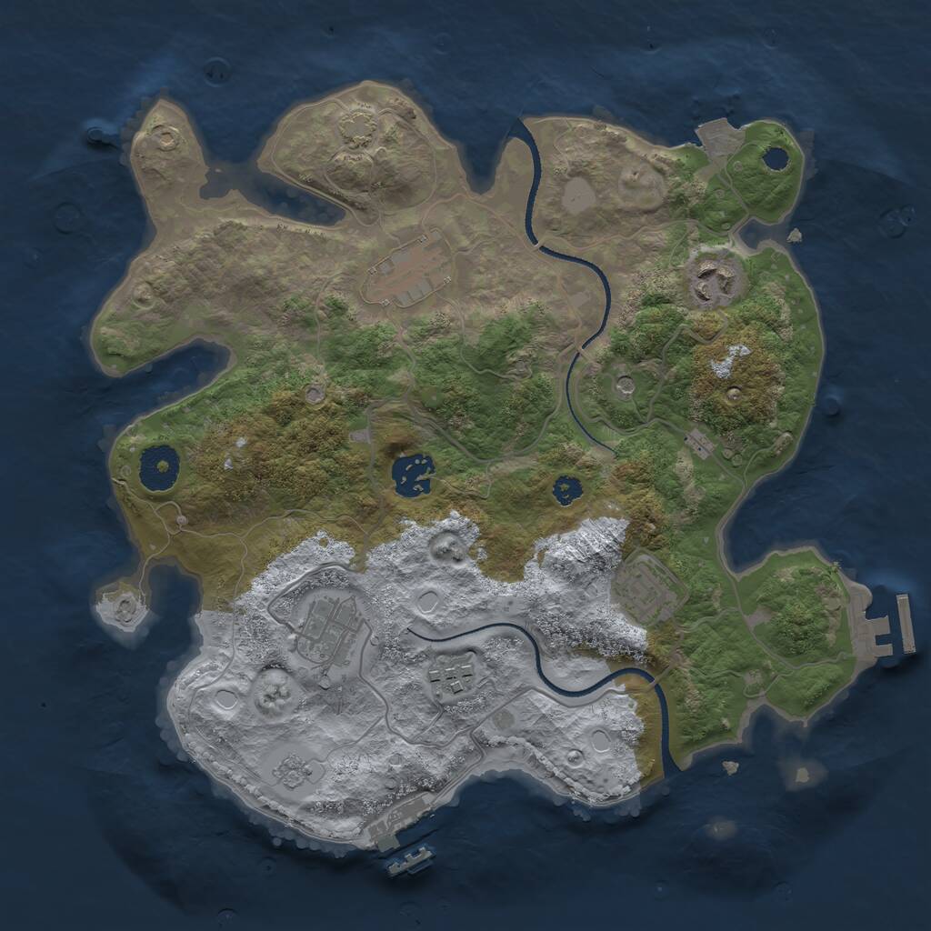 Rust Map: Procedural Map, Size: 3200, Seed: 203438885, 12 Monuments