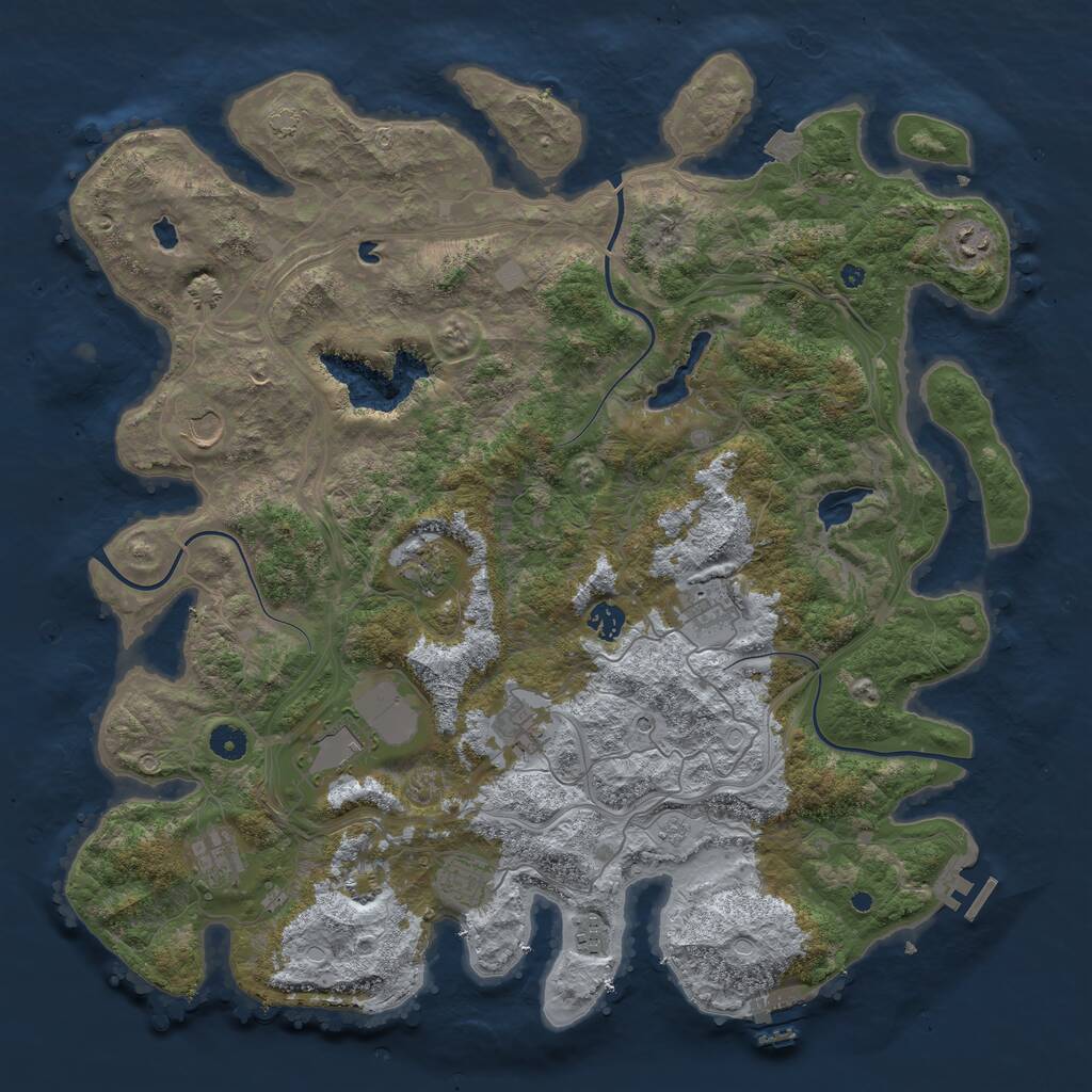 Rust Map: Procedural Map, Size: 4500, Seed: 1173971354, 18 Monuments