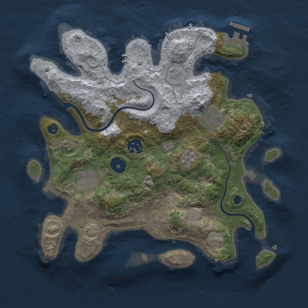 Rust Map: Procedural Map, Size: 3000, Seed: 1345212014, 8 Monuments