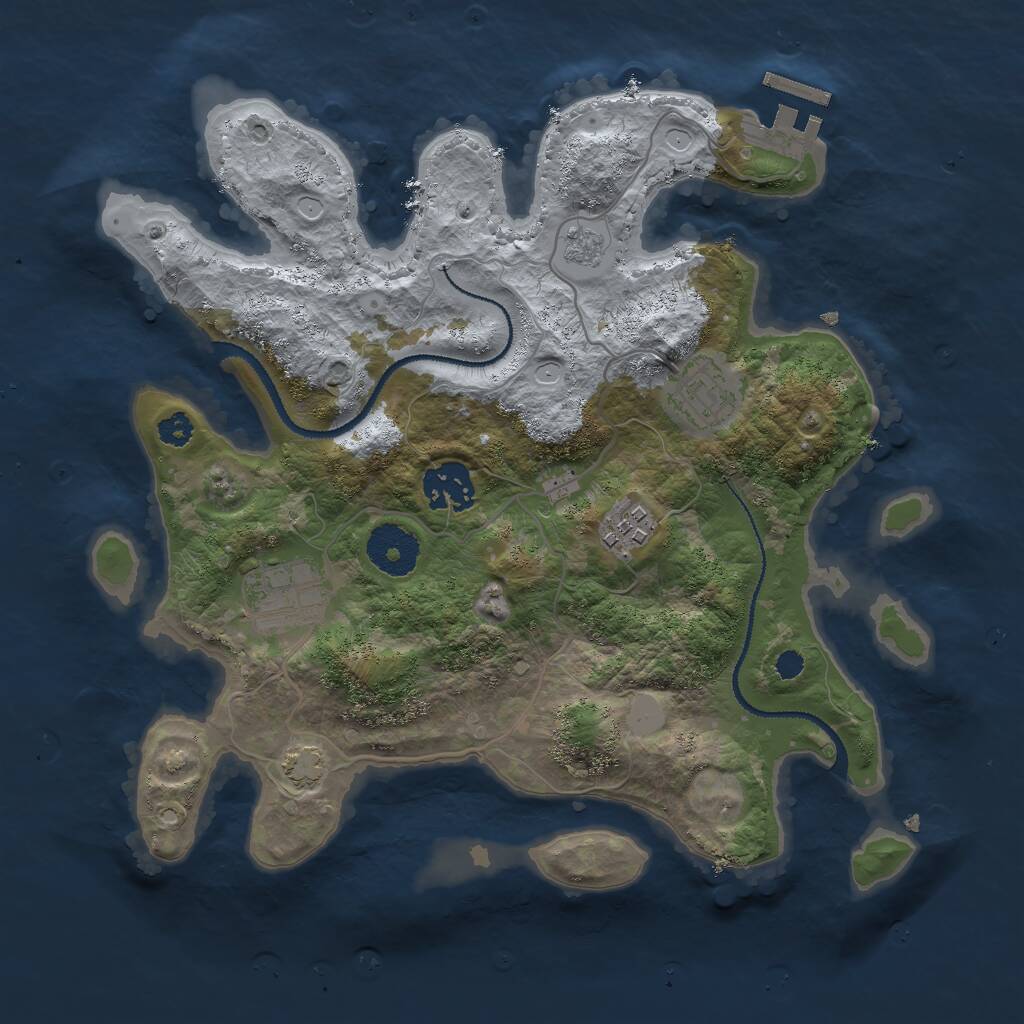 Rust Map: Procedural Map, Size: 3000, Seed: 1345212014, 10 Monuments